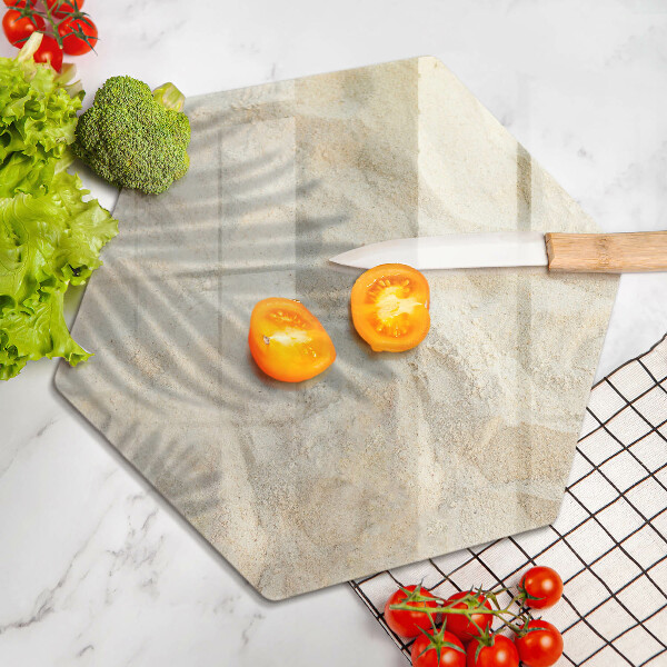 Chopping board glass Palm sand and leaves