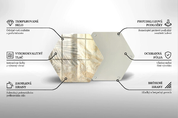 Chopping board glass Palm sand and leaves