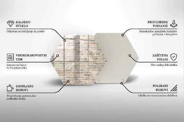 Chopping board glass Wall bright bricks