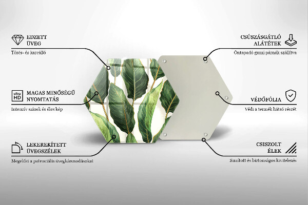 Chopping board glass Banana leaves