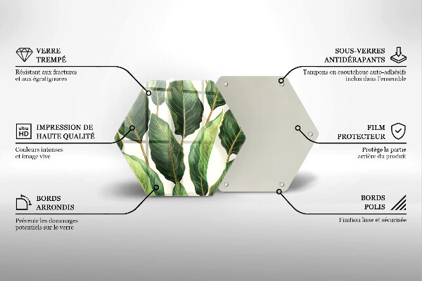 Chopping board glass Banana leaves