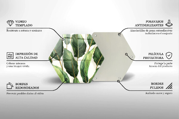 Chopping board glass Banana leaves