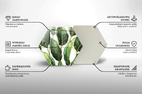 Chopping board glass Banana leaves