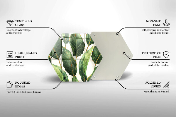 Chopping board glass Banana leaves