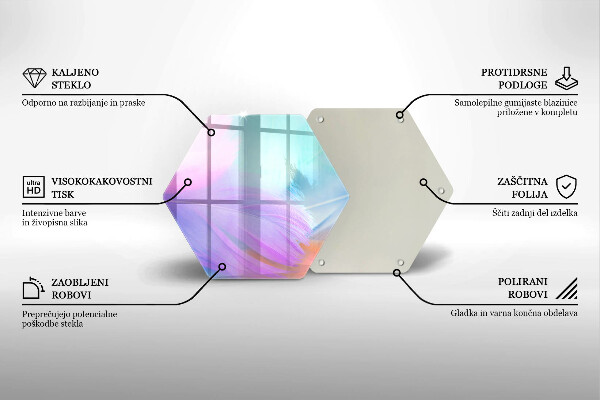 Chopping board glass Pastel feathers