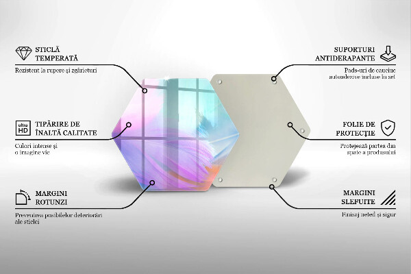 Chopping board glass Pastel feathers