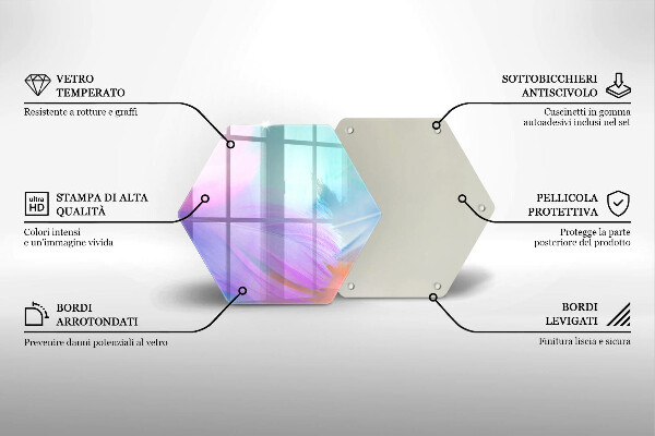 Chopping board glass Pastel feathers