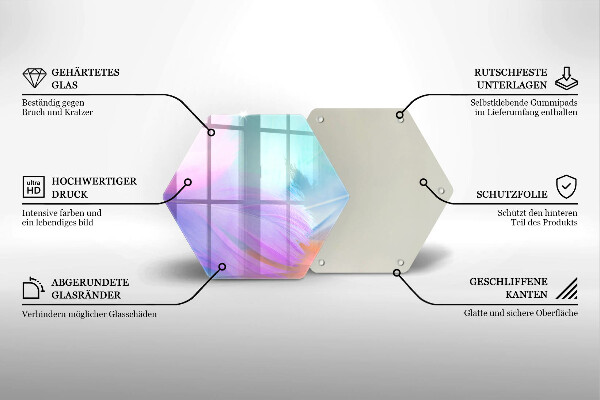 Chopping board glass Pastel feathers