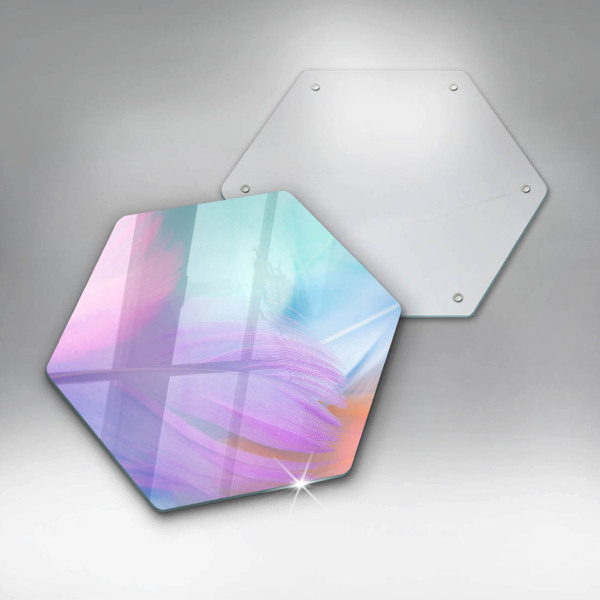 Chopping board glass Pastel feathers