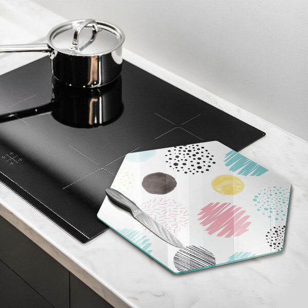 Chopping board glass Painted shapes
