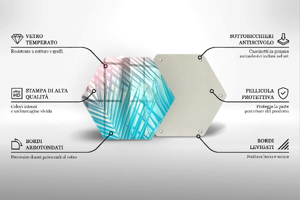 Chopping board glass Pastel leaves