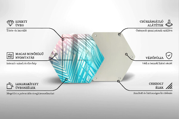Chopping board glass Pastel leaves