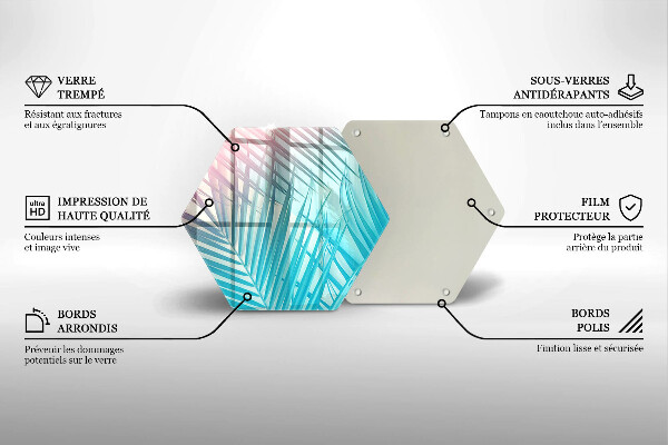 Chopping board glass Pastel leaves