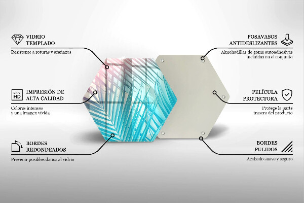 Chopping board glass Pastel leaves