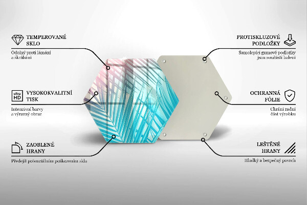 Chopping board glass Pastel leaves