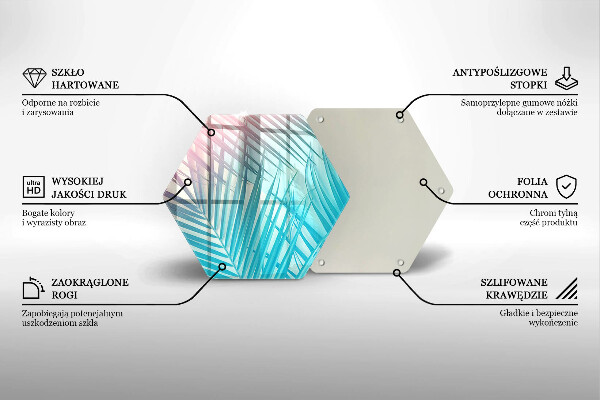 Chopping board glass Pastel leaves