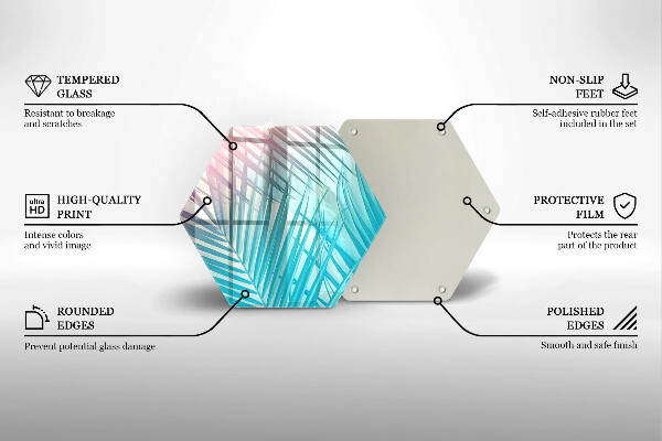 Chopping board glass Pastel leaves