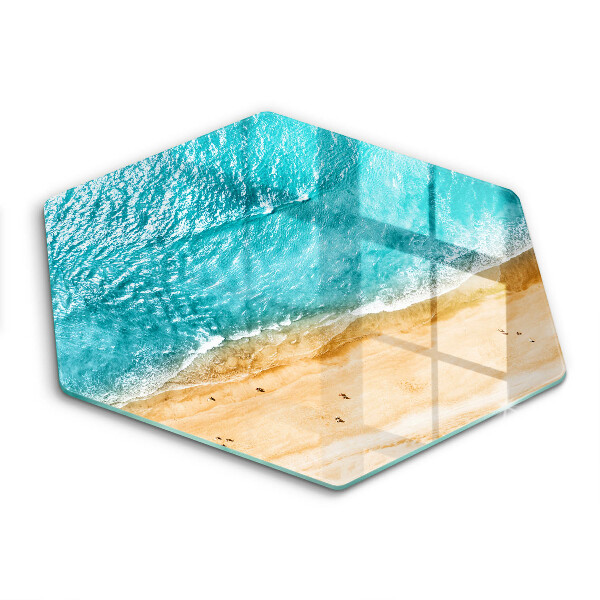 Chopping board glass Bank of the beach and the sea