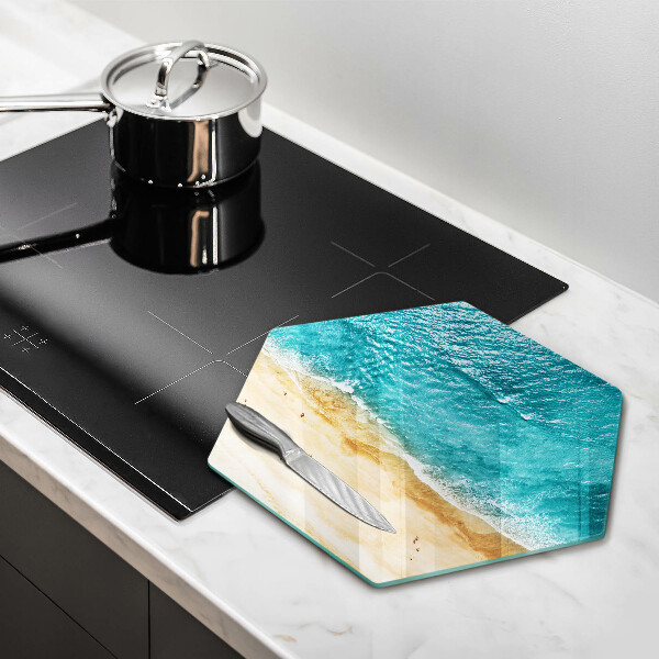 Chopping board glass Bank of the beach and the sea