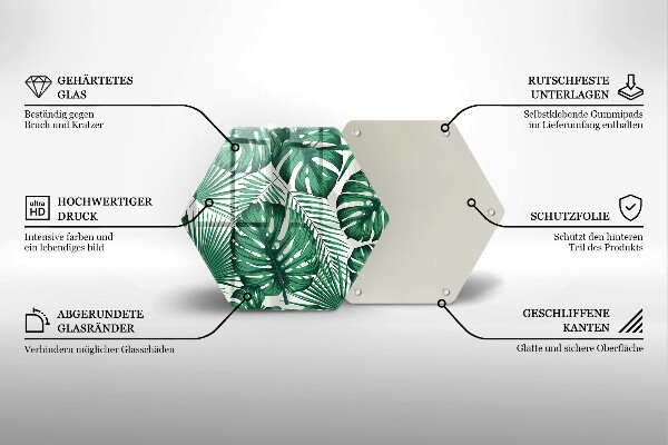 Glass chopping board Monstera leaves