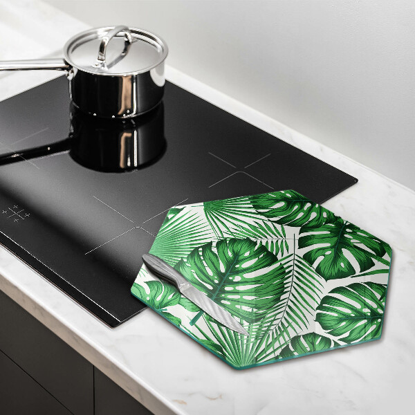 Glass chopping board Monstera leaves