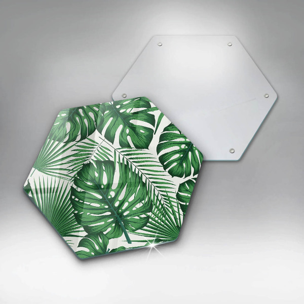Glass chopping board Monstera leaves