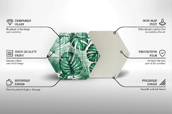 Glass chopping board Monstera leaves