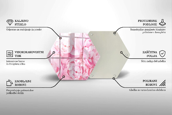 Kitchen worktop protector Delicate peonies