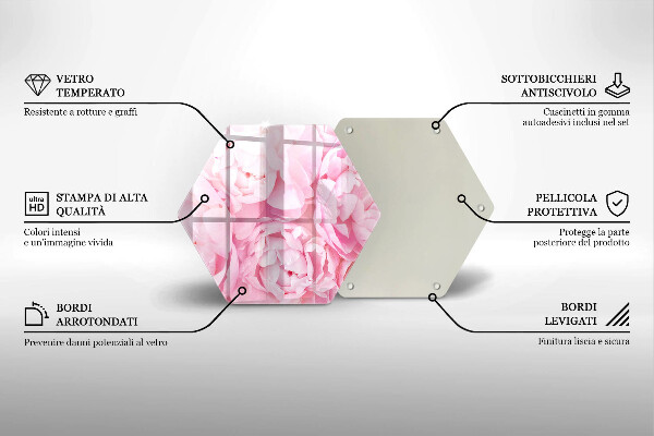 Kitchen worktop protector Delicate peonies