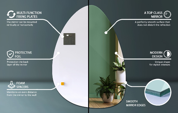 Egg-shaped mirror 50x70 cm