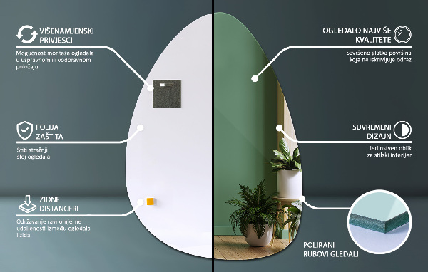Ovoid mirror 64x90 cm