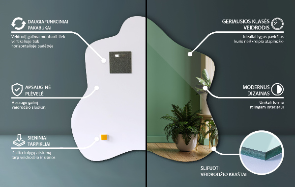 Splash irregular shaped mirror 77x77 cm