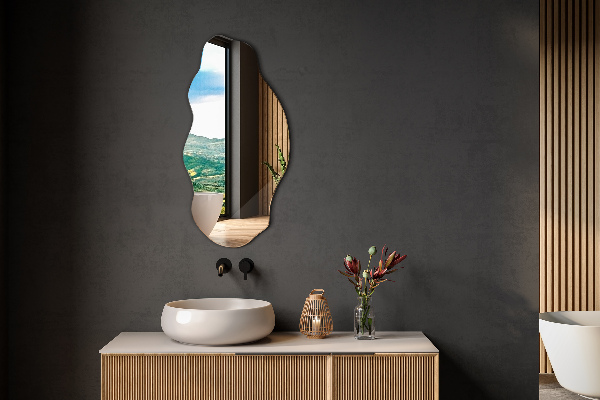 Irregular shaped mirror stain 18x36 in