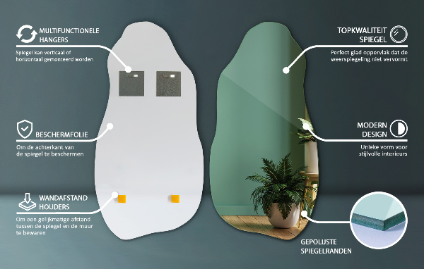 Irregular mirror decorative for the wall 16x32 in