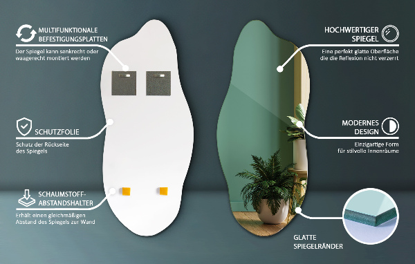 Pebble shape mirror decorative for the wall 14x32 in