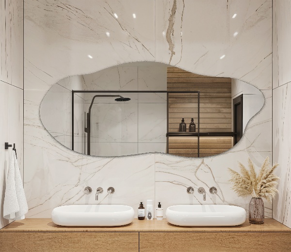 Pebble shape mirror decorative for the wall 14x32 in