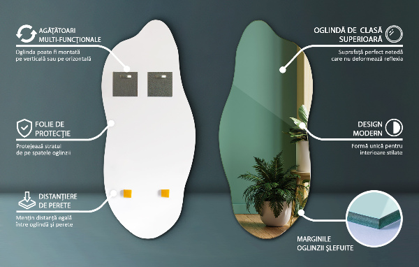 Weird shaped mirror modern 18x40 in