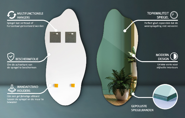 Weird shaped mirror modern 18x40 in