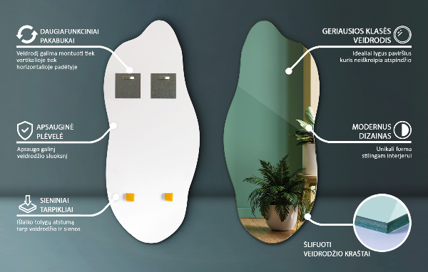 Weird shaped mirror modern 18x40 in