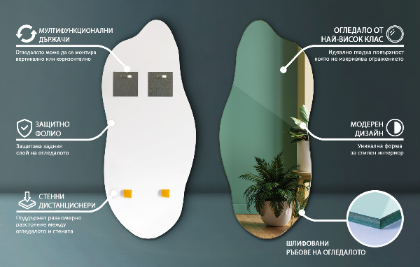 Weird shaped mirror modern 18x40 in