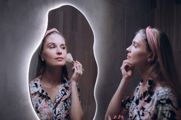 Organic mirror with led lights ornamental 50x100 cm