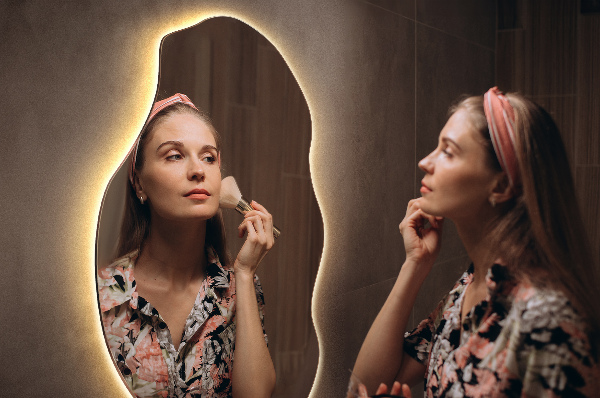 Organic mirror with led lights ornamental 50x100 cm