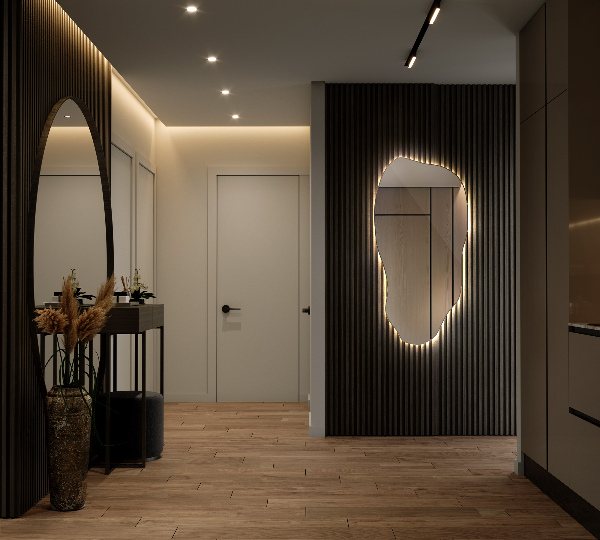 Organic shape led backlit mirror spectacular 40x80 cm