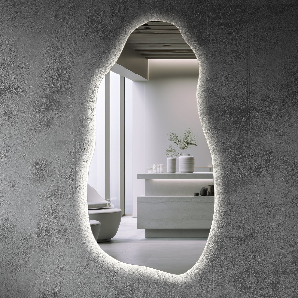 Organic shape led backlit mirror spectacular 40x80 cm