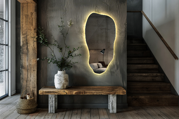 Organic shape led backlit mirror spectacular 40x80 cm