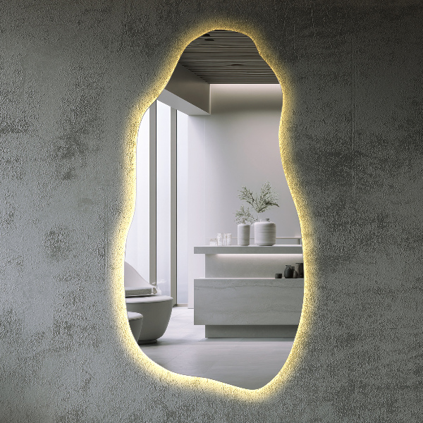 Organic mirror with led lights minimalist 50x100 cm