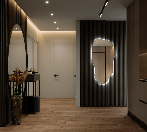 Organic mirror with led lights minimalist 50x100 cm