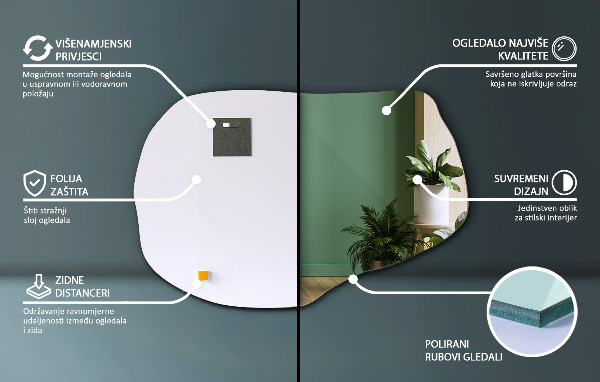 Asymmetric mirror decorative 28x18 in