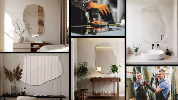 Asymmetric mirror decorative 28x18 in