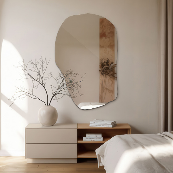 Organic shaped mirror frameless 31x20 in